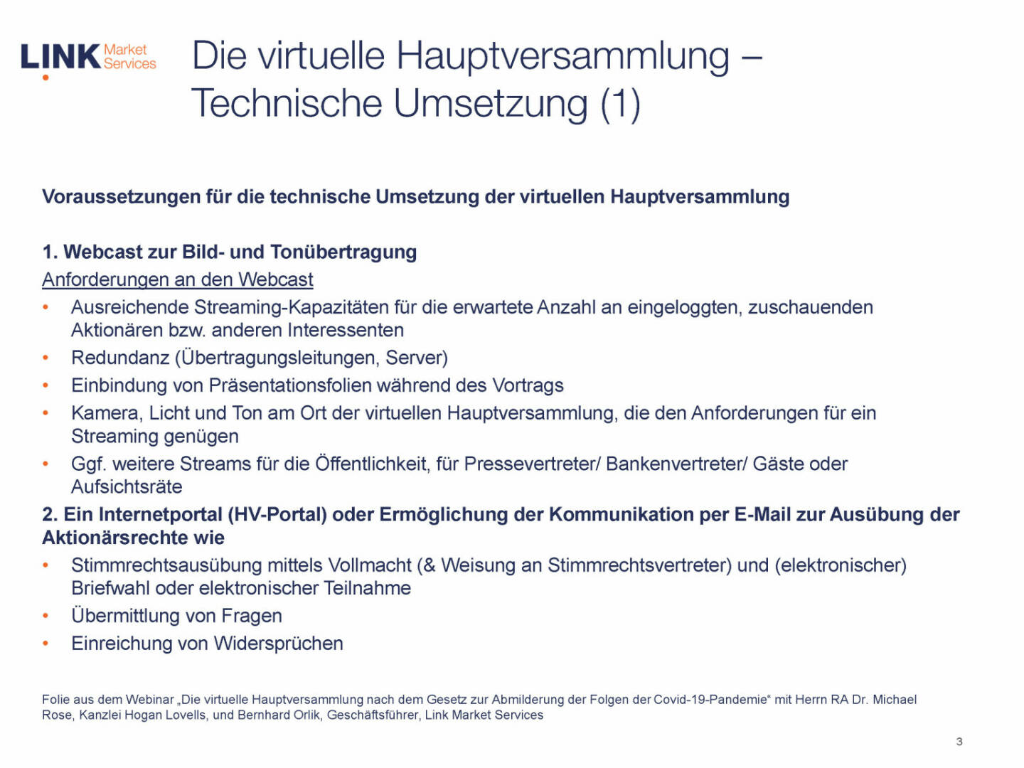 Link Market Services - Die virtuelle Hauptversammlung – Technische Umsetzung