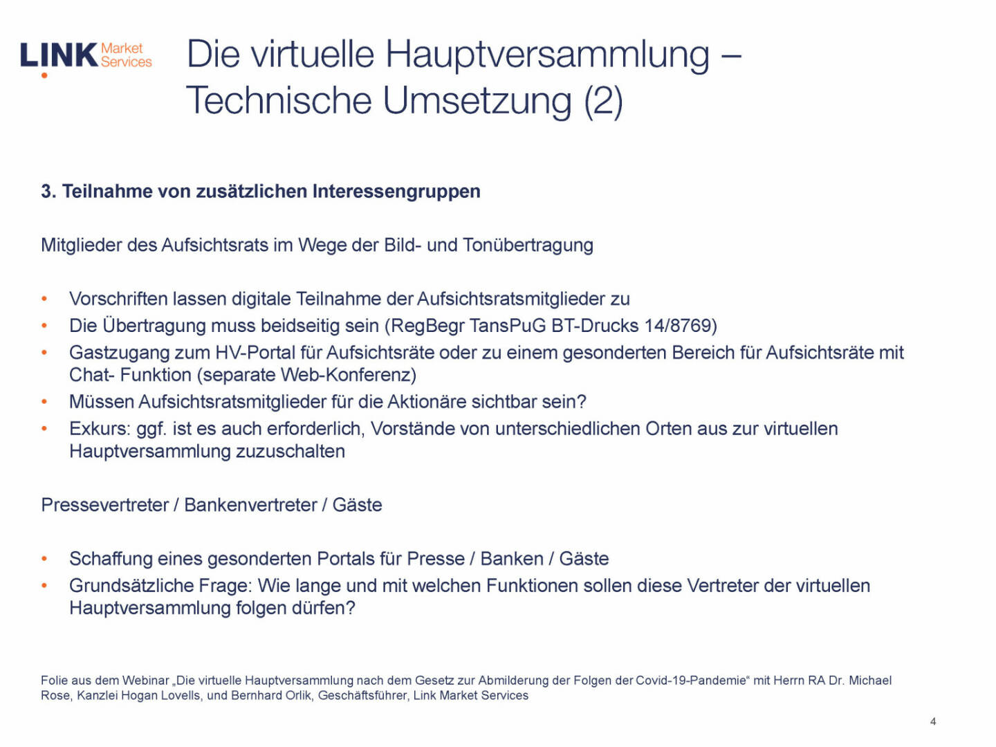 Link Market Services - Die virtuelle Hauptversammlung – Technische Umsetzung