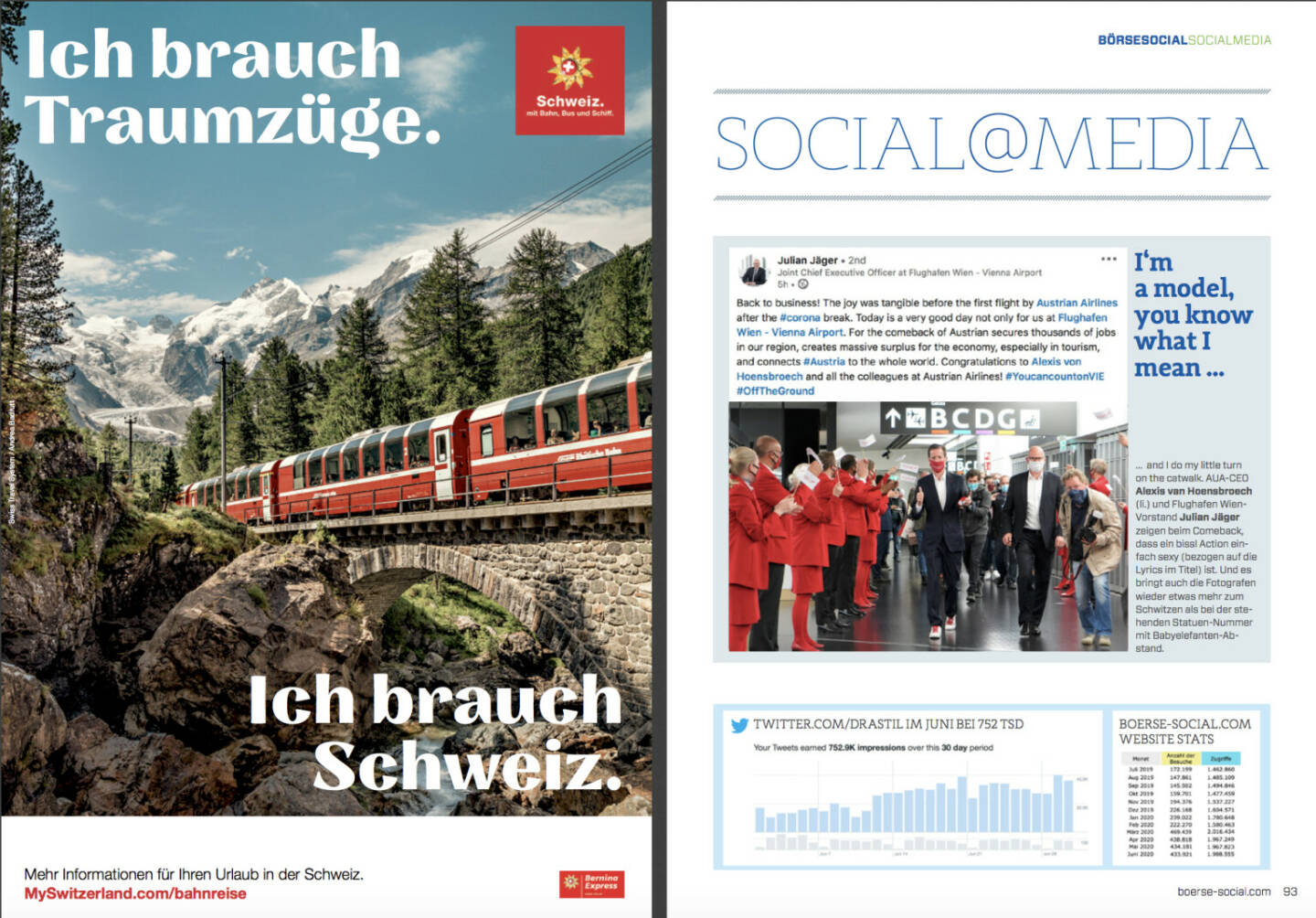Schweiz, Julian Jäger und unsere Zugriffe im http://www.boerse-social.com/magazine , Ausgabe 42