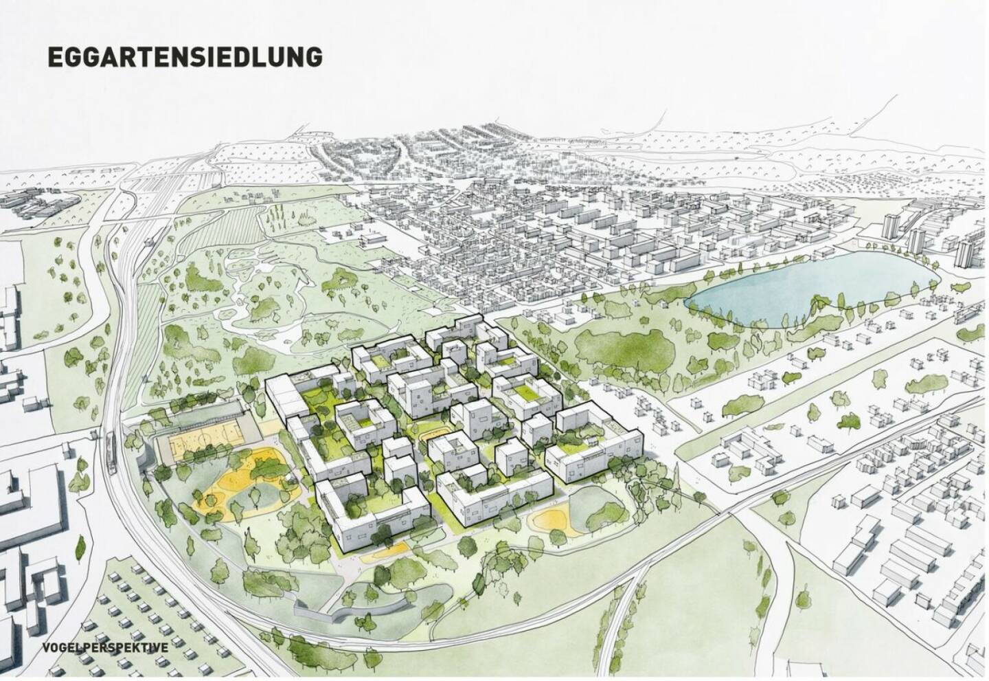 CA Immo:  Büro Studio Wessendorf zusammen mit Atelier Loidl Landschaftsarchitekten, beide aus Berlin, gewinnen den städtebaulichen und landschaftsplanerischen Wettbewerb zur Entwicklung der Eggarten-Siedlung in München-Feldmoching; Credit: CA Immo/Studio Wessendorf/Atelier Loidl