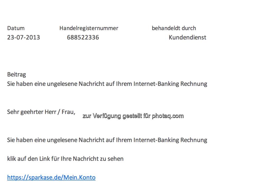 Sparkase spammt, Sparkassen als Spam-Opfer (23.07.2013) 