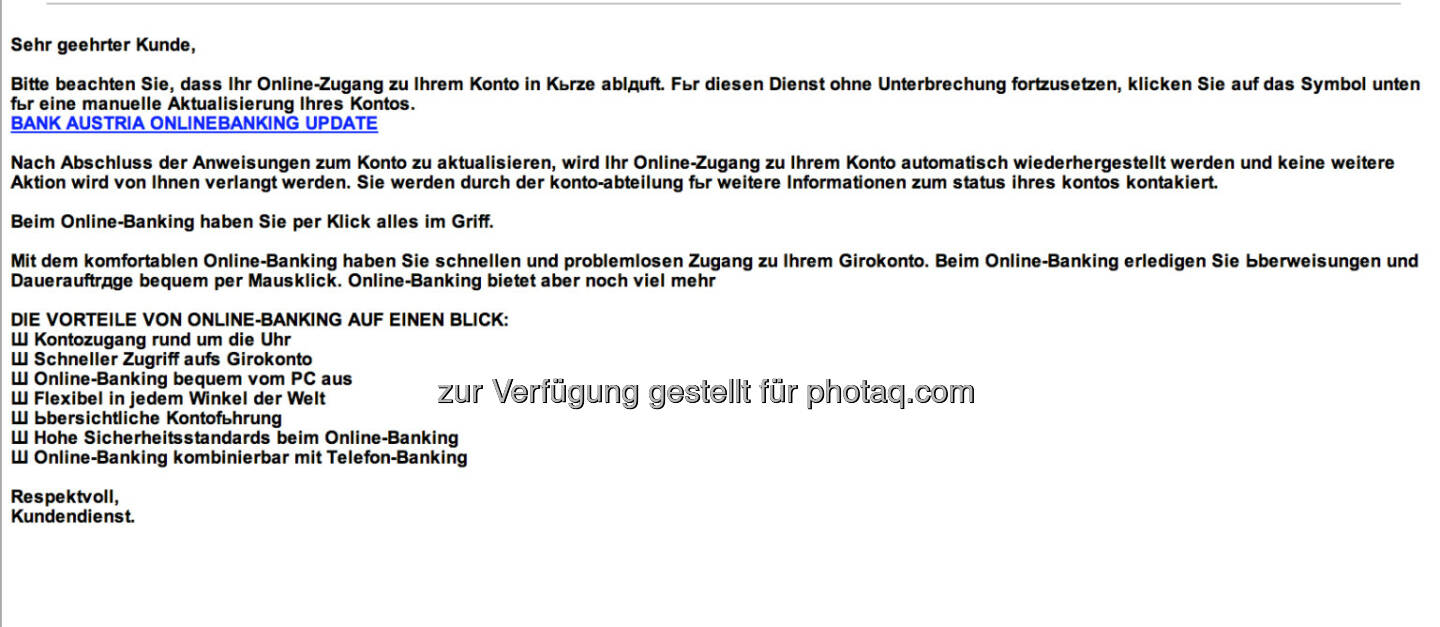 info@bankaustria.at sendet aus, Bank Austria als Stampfer
