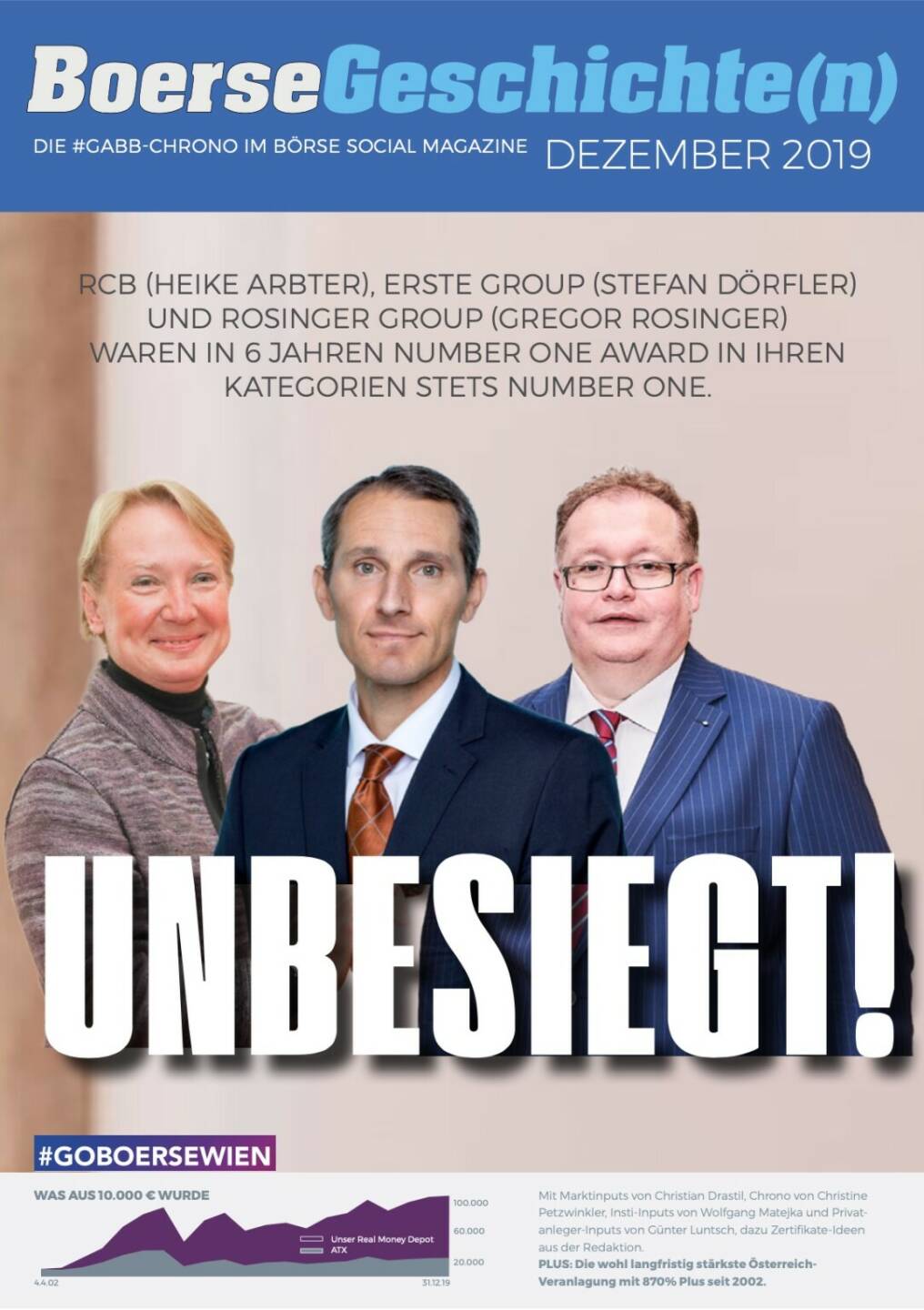 Börsegeschichte(n) Dezember 2019 - Unbesiegt - RCB, Erste und Rosinger Group