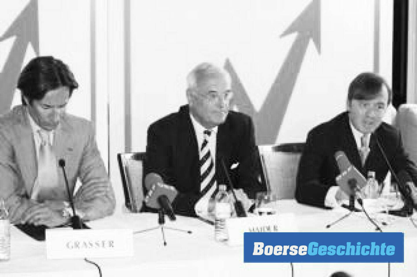 #boersegeschichte 13.6.2007: Karl-Heinz Grasser, Hans Haider, Julius Meinl V. bei der Pressekonferenz zum Start der neuen Meinl International Power in Wien