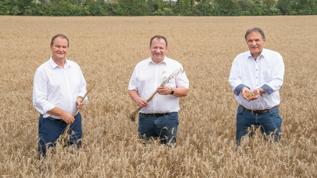 Agrarmarkt Austria: Getreideernte 2020: Erträge übertreffen Erwartungen – gute Qualitäten; im Bild: Christian Gessl Abteilungsleiter „Marktordnungen, Marktinformation“, Günter Griesmayr, Vorstandsvorsitzender der AMA, Verwaltungsratsvorsitzende der AMA Franz Windisch; Credit: AMA, © Aussender (31.07.2020) 