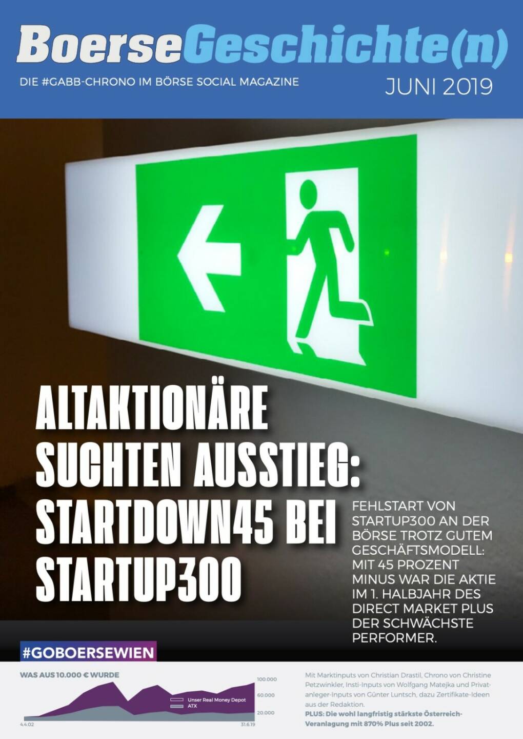 Börsegeschichte(n) Juni 2019 - Altaktionäre suchten Ausstieg: Startdown45 bei startup300