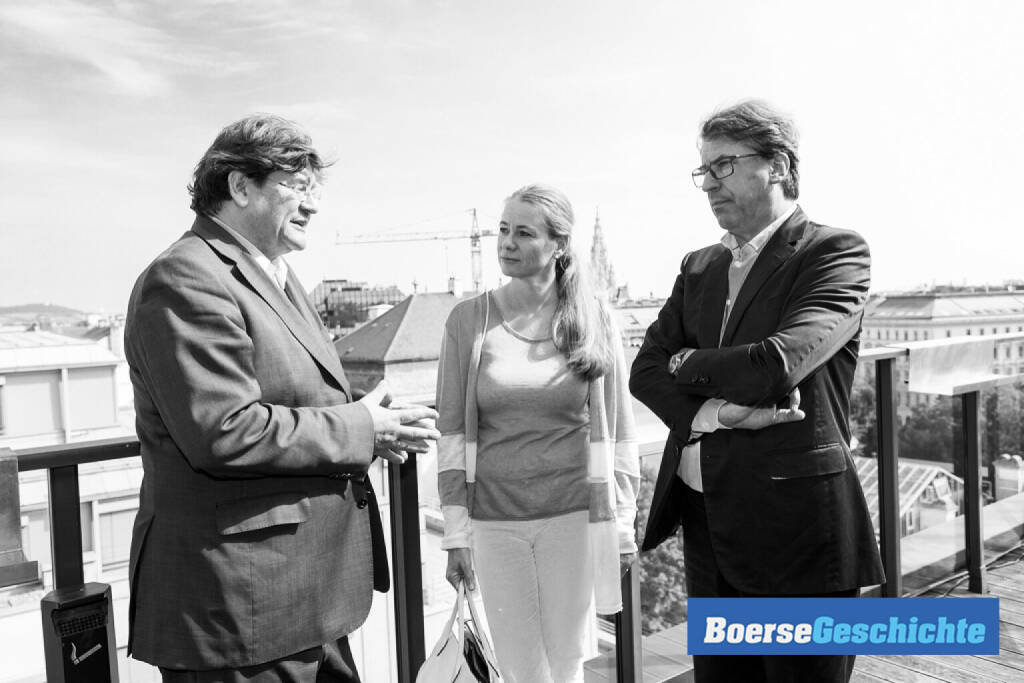 #boersegeschichte: Ex-Börsechef Stefan Zapotocky 2016 mit Michaela Friepess und Stefan Pierer von der KTM-Gruppe (18.08.2020) 