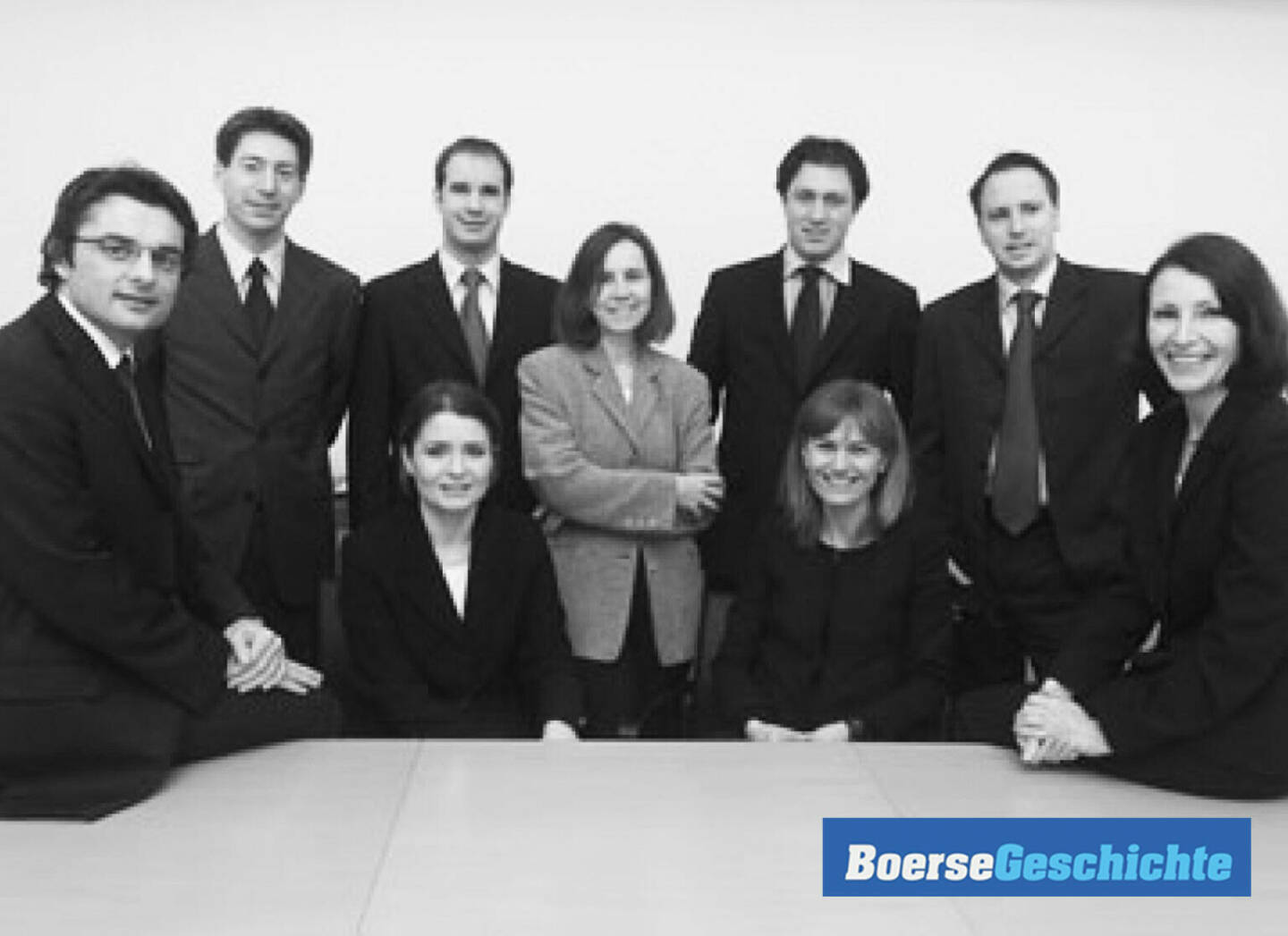 #boersegeschichte 2003. Raiffeisen Analysten siegen beim AnalystAward.- Alfred Steininger, Reinhard Ebenauer, Claudia Vince-Bsteh, Tobias Winter, Sonja Kaltenbacher, Mark Kerekes, Birgit Kuras, Stefan Maxian, Klara Szekffy