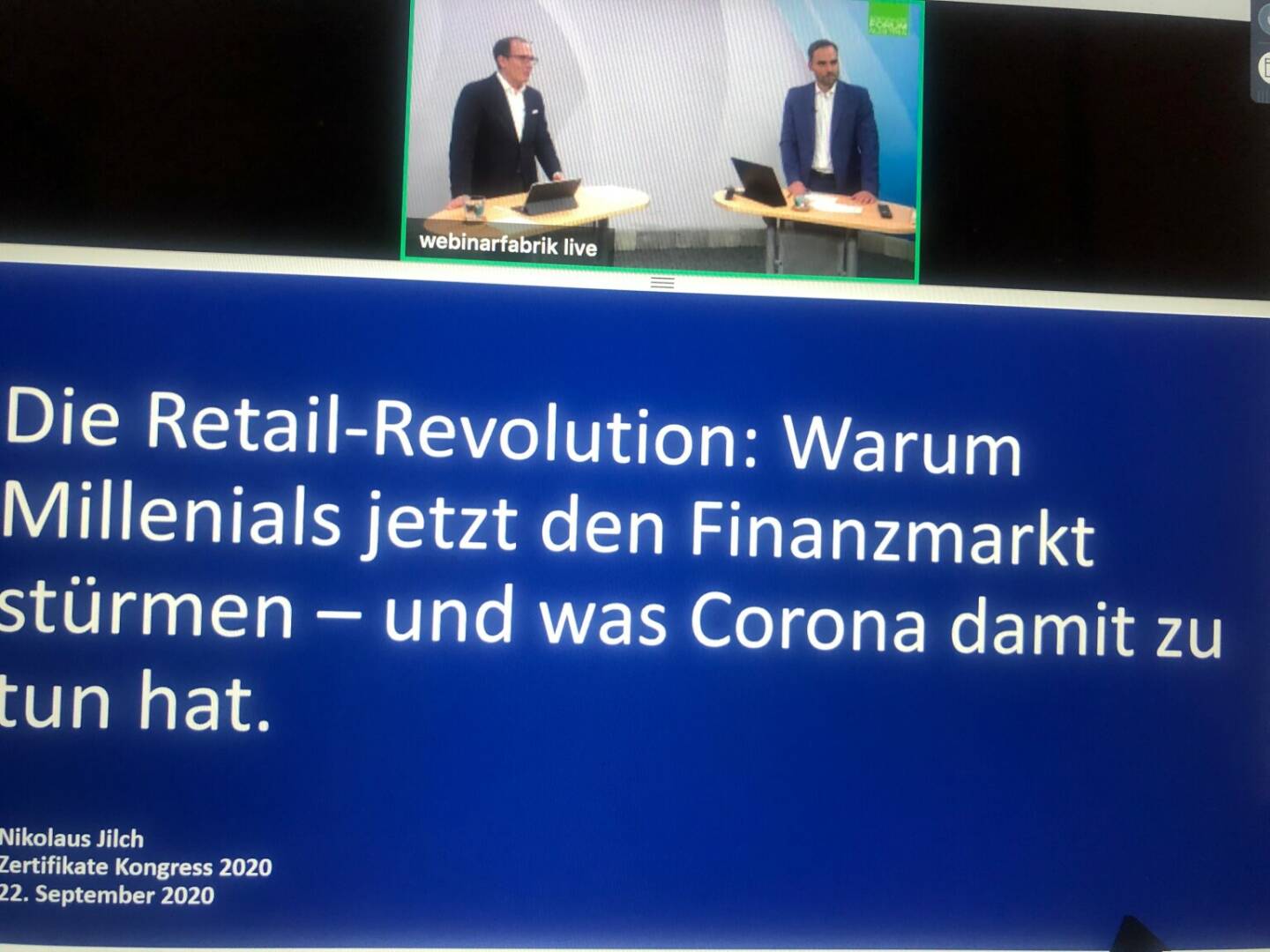 Zertifikate Kongress und Zertifikate Award Austria 2020 online, im Bild: Journalist und Speaker Nikolaus Jilch, Philipp Arnold (RCB); Foto: BSM