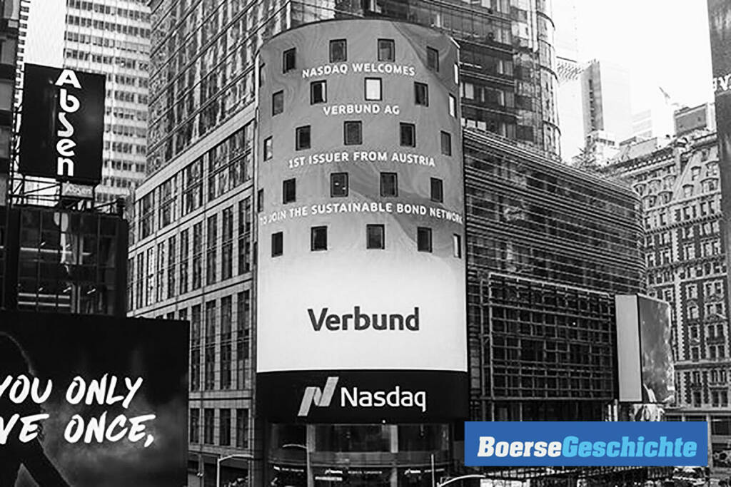 #boersegeschichte 2005: Verbund-Logo am Times Square in New York. Verbund als 1. Emittent aus Österreich, der im Nasdaq Sustainable Bond Network dabei war (Dank für das Foto an Edward Feltmann) (12.10.2020) 