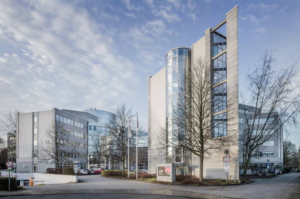 Erste Immobilien KAG erwirbt modernes Bürohaus in Hamburg um rund 125 Mio. Euro, es handelt sich um ein vom Hamburger Immobilienunternehmen Becken erworbenes Bürohaus mit dem Namen „Area 5.0“ im Norden von Hamburg (D) mit einer Nutzfläche von 31.769 m2; Credit: Becken Holding GmbH (15.10.2020) 