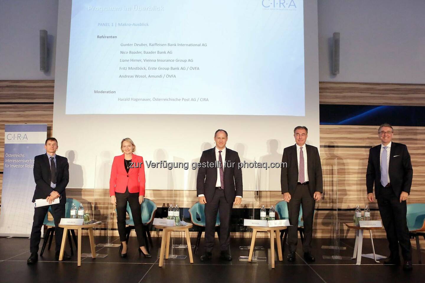 Gunter Deuber (RBI), Liane Hirner (VIG), Andreas Wosol (Amundi), Fritz Mostböck (Erste Group) und Harald Hagenauer (Österreichische Post)