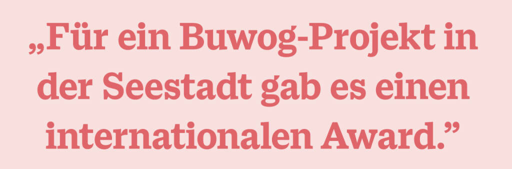 „Für ein Buwog-Projekt in der Seestadt gab es einen internationalen Award.” (15.11.2020) 