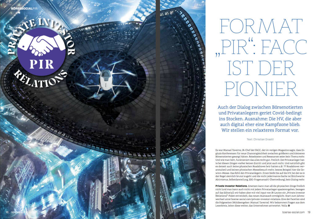 FACC Opener für das neue Format Private Investor Relations, auf den Folgeseiten gibt es Q&A mit Privatanlegern (15.11.2020)