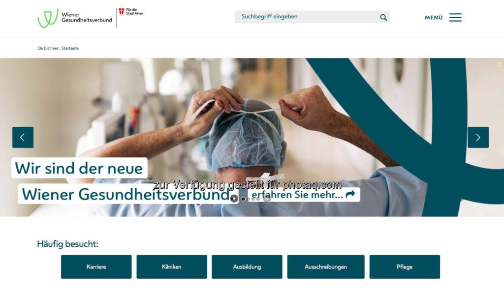 Wiener Gesundheitsverbund (Bild: Screenshot Homepage Wiener Gesundheitsverbund November 2020) (22.11.2020) 