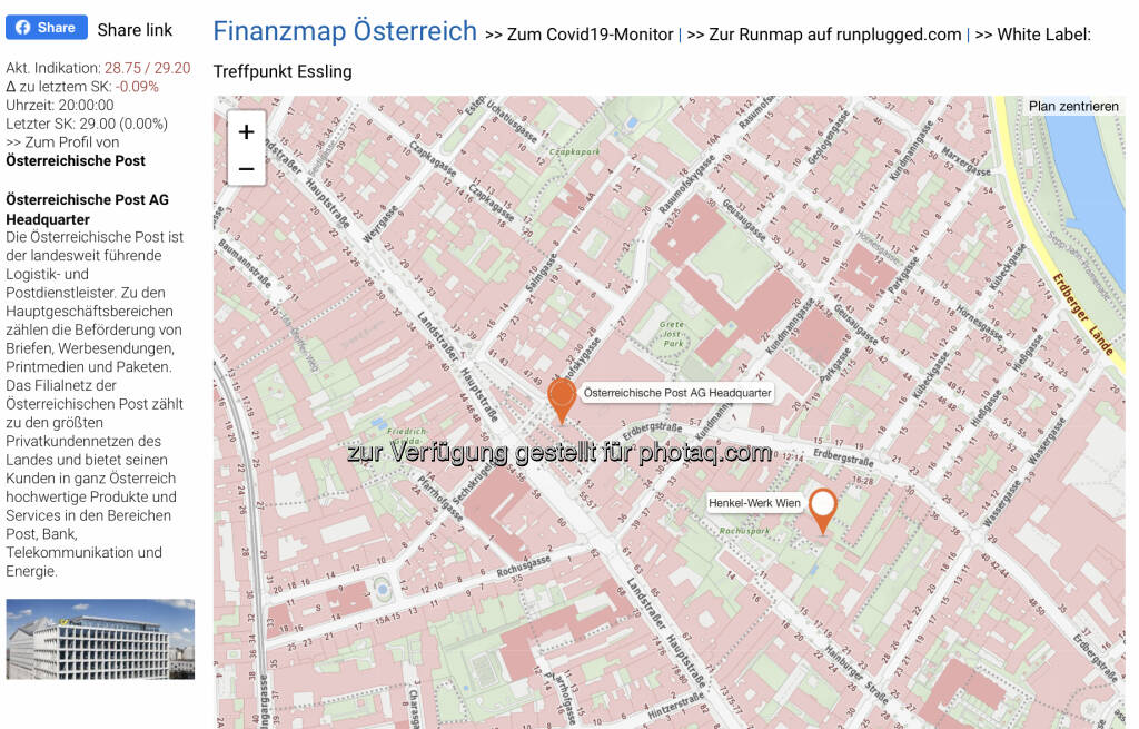 Österreichische Post AG Headquarter auf http://www.boerse-social.com/finanzmap (11.12.2020) 