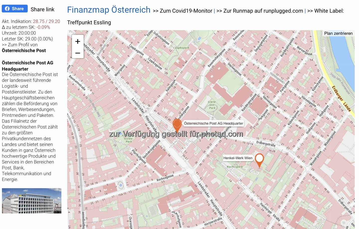 Österreichische Post AG Headquarter auf http://www.boerse-social.com/finanzmap