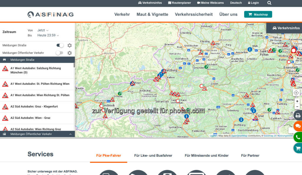 Asfinag (Bild: Screenshot Homepage Asfinag Dezember 2020) (13.12.2020) 