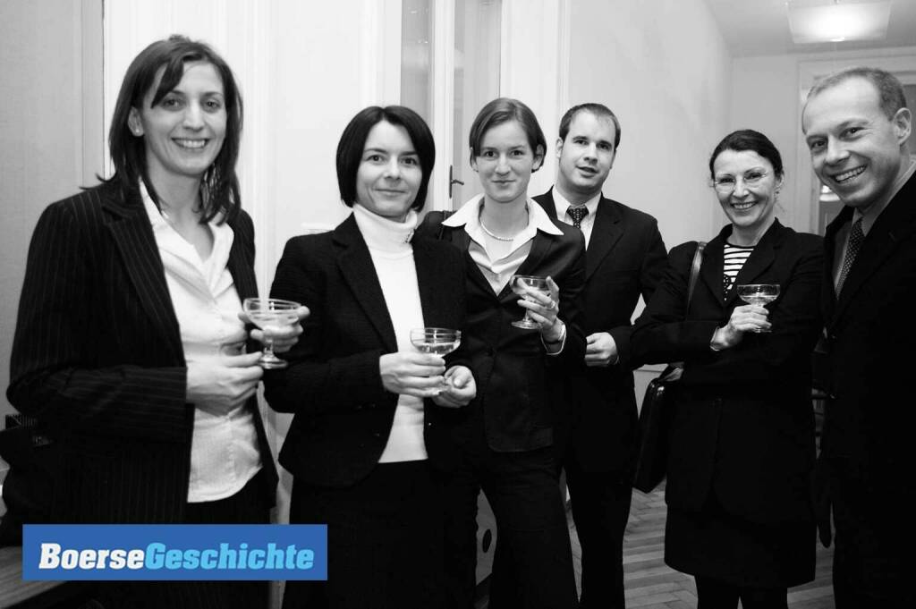 #boersegeschichte 2001: Das Erste-Team Brigitte Kellerer-Wendelin, Gudrun Egger, Angelika Zwerenz, Daniel Lion, Klara Szekffy und Konrad Sveceny beim AnalystAward   (08.01.2021) 