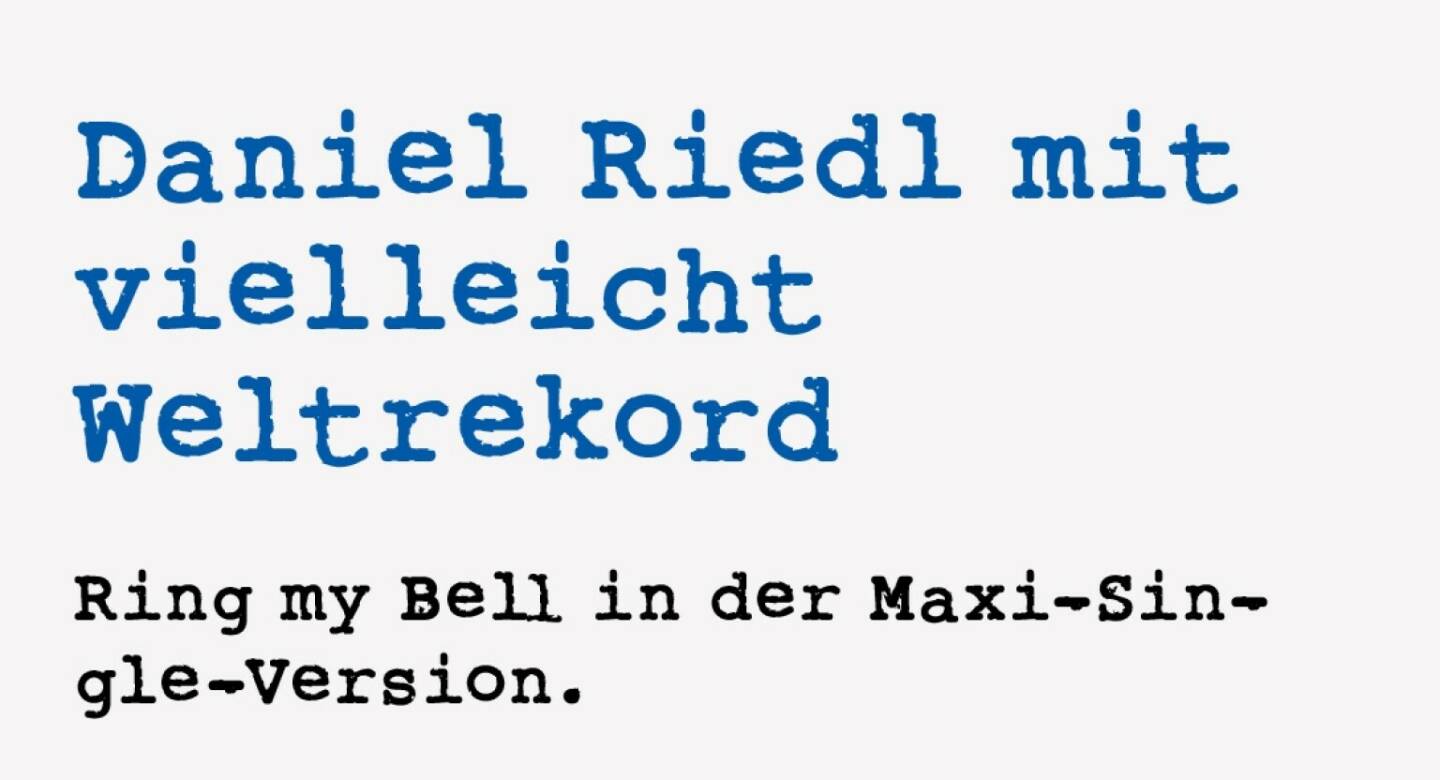 <p><strong>Daniel Riedl mit vielleicht&nbsp;</strong><strong>Weltrekord&nbsp;</strong></p>
<p><strong>Ring my Bell in der Maxi-Single-Version.&nbsp;</strong></p>
<p>Und gleich noch eine Geschichte von der 25-Jahre-ATX-CD, k&ouml;stlich erz&auml;hlt von Buwog-CEO Daniel Riedl. &bdquo;Wir sind gemeinsam in Frankfurt angetreten f&uuml;r das erste B&ouml;rselisting, der Kollege Roos und ich, und man hat mir da die Glocke in die Hand gedr&uuml;ckt. Wir waren gespannt, zu welchem Kurs wir denn da die Erstnotiz bekommen w&uuml;rden. Diese Kursnotiz war dann weit &uuml;ber den Erwartungen, die vor allem die Banken f&uuml;r uns hatten. Wir waren sehr stolz und happy.&nbsp;</p>
<p>Dann hat man mir die Glocke in die Hand gedr&uuml;ckt und gesagt, ich soll l&auml;uten. Was man mir nicht dazugesagt hat, war, dass man auch wieder aufh&ouml;ren muss zu l&auml;uten, d.h. ich habe wirklich eine Minute oder zwei vor mich hingel&auml;utet, bis dann irgendwer gekommen ist und gesagt hat: &bdquo;So, es ist jetzt genug, Herr Riedl&ldquo;. Am n&auml;chsten Tag in Warschau habe er es dann gewu&szlig;t, so Riedl, da &bdquo;habe ich einfach nur Klingelingeling gemacht und da habt Ihr die Glocke wieder&ldquo;.&nbsp;</p>
<p>Riedls Bell-Geschichte hat mich &uuml;brigens zu openingbell.eu inspiriert, seit mehr als 1300 aufeinanderfolgenden Tagen l&auml;utet eine Pers&ouml;nlichkeit aus Wirtschaft, Sport, Gesellschaft oder auch Politik unsere Bell. Und wer hat die erste Bell ever geschwungen? Eh klar, der Herr Riedl.</p>