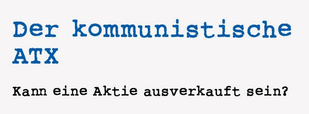 <p><strong>Der kommunistische ATX</strong></p>
<p><strong>Kann eine Aktie ausverkauft sein?</strong></p>
<p>Knapp vor der Jahrtausendwende &uuml;berraschte die Erste Bank mit dem Vorschlag, doch alle ATX-Titel gleich zu gewichten. Das Vorbild: Nat&uuml;rlich der Dow. Im ATX w&auml;ren dann alle 20 Titel mit je 5 Prozent gewichtet. Die Kritik&nbsp; kam schnell: Kleinere Titel w&auml;ren da ja fast nicht zu handeln, bei einer Rally k&ouml;nnte man sogar das &bdquo;Ausverkauft&ldquo;-Schild herrichten, weil klein und auch oft viel zu wenig Streubesitz.&nbsp;</p>
<p>Die B&ouml;rse sah das damals als &bdquo;willkommene, positive Provokation&ldquo;. Oder anders ausgedr&uuml;ckt: Eine versteckte Anregung, dar&uuml;ber nachzudenken, wie man dem hohen Bankengewicht im ATX beikommen k&ouml;nne. Und war das vielleicht auch ein indirekter Verkaufstipp f&uuml;r die Erste von sich selbst?&nbsp;</p>
<p>Heutzutage sieht es so aus: Der ATX hat mit diversen Obergrenzen und Faktoren ein kompetitives Regelwerk. Die Bankenlastigkeit ist aber geblieben. Denn im Oktober 2017 kam auch noch das Mega-IPO Bawag dazu, <br />gleich am 2. Handelstag war man im ATX. Gemeinsam mit Erste Group und RBI kommen die Banken auf ca. 1/3 im ATX. Mal mehr, mal weniger.</p> (18.01.2021) 