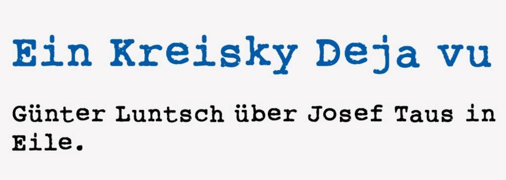 <p><strong>Ein Kreisky Deja vu&nbsp;</strong></p>
<p><strong>G&uuml;nter Luntsch &uuml;ber Josef Taus in Eile.</strong></p>
<p>Die Hauptversammlung der Management Trust Holding AG des Dr. Taus fand wie immer auch 2017 im Presseclub Concordia statt. Sie waren mir in fr&uuml;heren Jahren nicht aufgefallen, die Bilder an den W&auml;nden waren offenbar neu: Von allen Seiten strahlte ein freundlicher Dr. Kreisky uns an. Ob sie die Bilder extra f&uuml;r uns aufgeh&auml;ngt hatten? Dr. Taus blieb jedenfalls dieses Mal nicht lange, rauschte gleich nach Ende der Hauptversammlung ab. Wer sich nicht an die legend&auml;ren wahlentscheidenden Diskussionssekunden erinnern kann, gibt bitte auf Youtube die Begriffe Kreisky Taus 1975 ein. Das war sehr b&ouml;se.</p> (18.01.2021) 