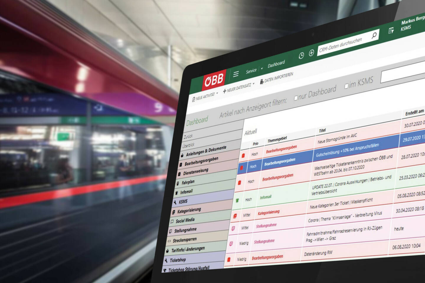 ÖBB – Kundenservice neu definiert: Mit einer flexiblen Microsoft Dynamics 365 Lösung schafft die A1 Telekom Austria Group-Tochter World Direct durchgängige Prozesse und Klarheit im CRM System. 99 Prozent der Kundenanfragen können jetzt im Erstkontakt abschließend gelöst werden. Fotocredit: ÖBB Motive - © ÖBB/Wegscheider + Screenshot