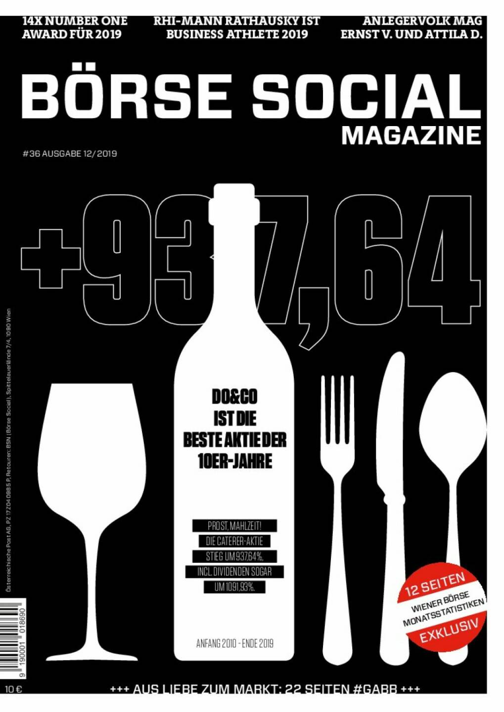 Magazine #36 - Dezember 2019: Do&Co war die beste Aktie der 10er-Jahre, Prost, Mahlzeit und klarerweise Cover