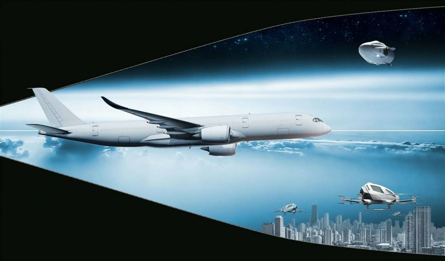 FACC mit neuer Strategie: Innovative Lösungen für die Aerospace-Industrie sind und bleiben das Kerngeschäft von FACC. Zusätzliches Wachstum will das Unternehmen durch das Vordringen in die Bereiche Urban Air Mobility und Space erzielen. Credit: FACC