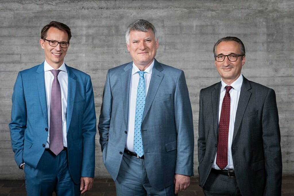Zumtobel-Vorstand, Thomas Tschol, Alfred Felder, Bernard Motzko; Credit: Studio Fasching, © Aussender (02.03.2021) 