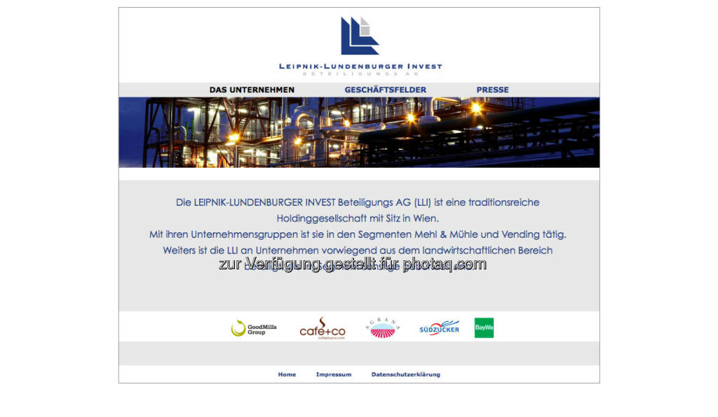 Leipnik-Lundenburger Invest Beteiligung AG (Bild: Screenshot Homepage LLI März 2021) (07.03.2021) 