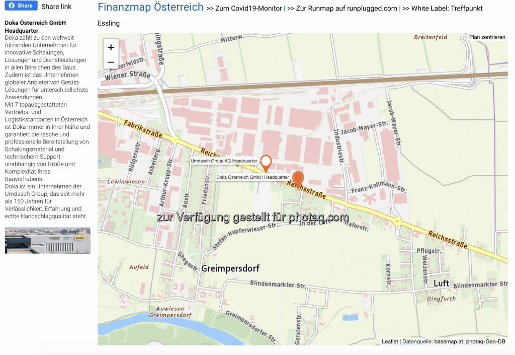 Doka Österreich GmbH Headquarter auf http://www.boerse-social.com/finanzmap (10.03.2021) 