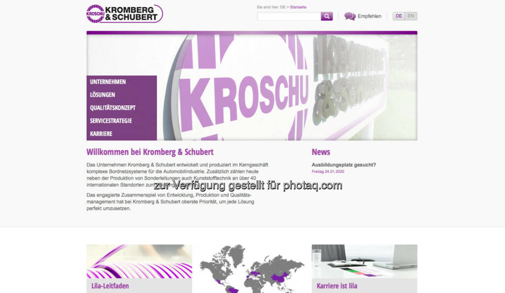 Kromberg & Schubert (Bild: Screenshot Homepage Kromberg & Schubert März 2021) (14.03.2021) 