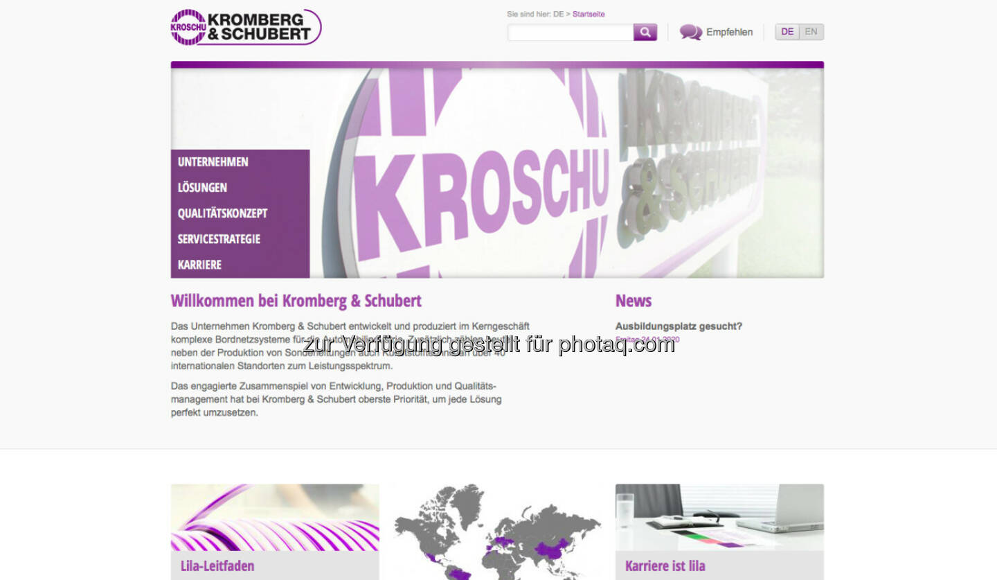 Kromberg & Schubert (Bild: Screenshot Homepage Kromberg & Schubert März 2021)