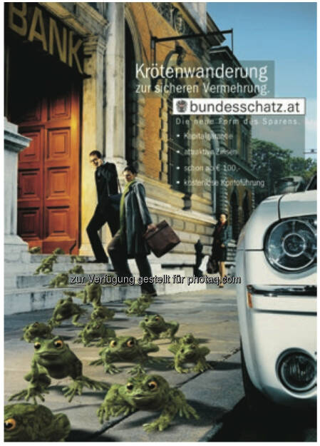 20 Jahre Österreichische Bundesfinanzierungsagentur: Krötenwanderung, Angebot der Bundesschätze ausgeweitet, mehr unter http://www.oebfa.at/de/osn/DownloadCenter/Die%20OeBFA/OeBFA_Geschichte_web.pdf, © OeBFA (01.08.2013) 