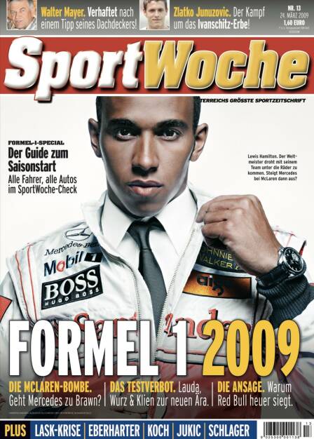 Sportwoche Nr 13, 24. März 2009: #sportgeschichte am #24032009 : @lewishamilton  am Beginn seiner grossen Karriere, im Vorjahr haben wir ihm unter http://www.sportgeschichte.at/cover anlässlich des Überholens von @michaelschumacher in der ewigen Bestenliste der @f1 gemeinsam mit @team_toto_wolff und @mercedesamgf1 mit einem Coverposter gratuliert. Weiters in der Ausgabe vor 12 Jahren: @zlajun16 @andivan.23 @nikilaudaf1 @wurz_alex @stefaneberharter_mtb  (alles gute zum #geburtstag heute) @laskofficial @mirnajukic_official @tischtennis.werner.schlager Bitte zum Abonnieren weitersagen… @sportgeschichte.at Mehr unter http://www.sportgeschichte.at https://www.instagram.com/sportgeschichte.at/ (21.03.2021) 