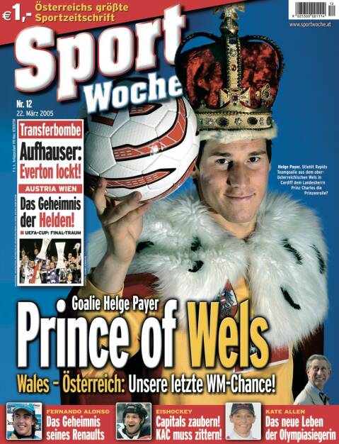 Sportwoche Nr 12, 22. März 2005: #sportgeschichte vor 16 Jahren am #22032005 @helgepayer @tws_helgepayer am #sportwoche cover, dazu @fkaustriawien @viennacapitalsmemes @rotjacken @katiejjallen @fernandoalo_oficial @f1 @eishockey.at @triathlonbabes Mehr unter http://www.sportgeschichte.at https://www.instagram.com/sportgeschichte.at/ (21.03.2021) 