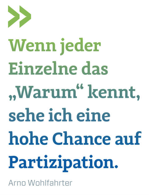 Wenn jeder Einzelne das „Warum“ kennt, sehe ich eine hohe Chance auf Partizipation.
Arno Wohlfahrter (23.03.2021) 