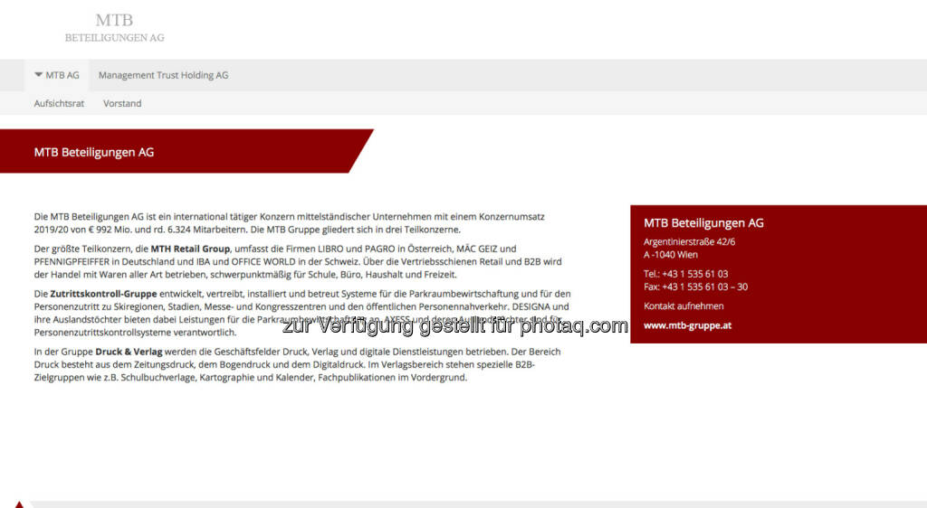 MTB Beteiligungen AG (Bild: Screenshot Homepage MTB März 2021) (28.03.2021) 