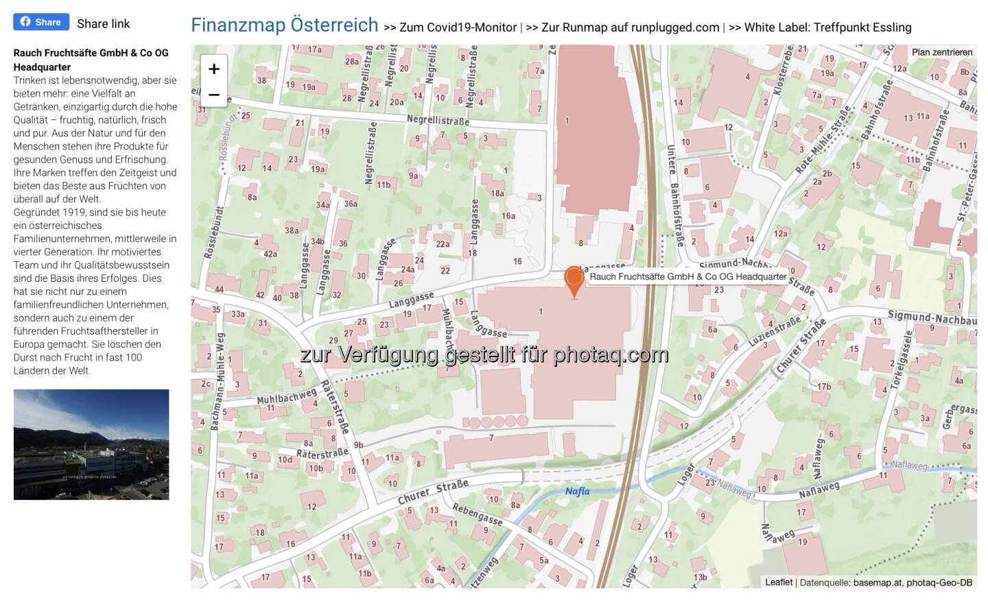 Ort des Tages: Rauch Fruchtsäfte GmbH & Co OG Headquarter auf http://www.boerse-social.com/finanzmap