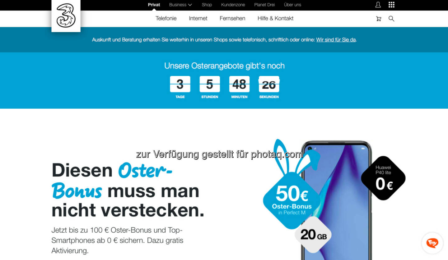 Hutchison Drei Austria GmbH (Bild: Screenshot Homepage Drei April 2021)