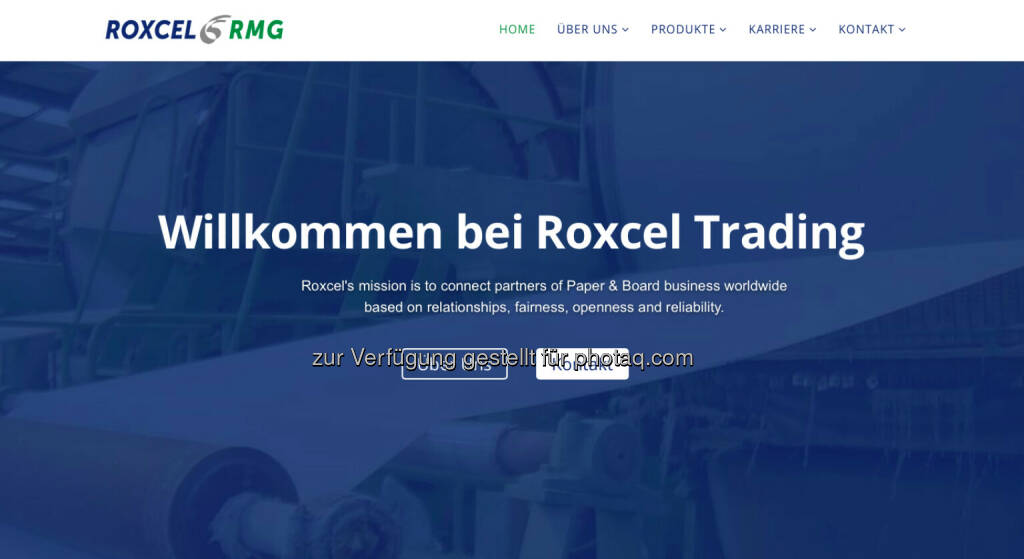 Roxcel Trading GmbH (Bild: Screenshot Homepage Roxcel April 2021) (11.04.2021) 
