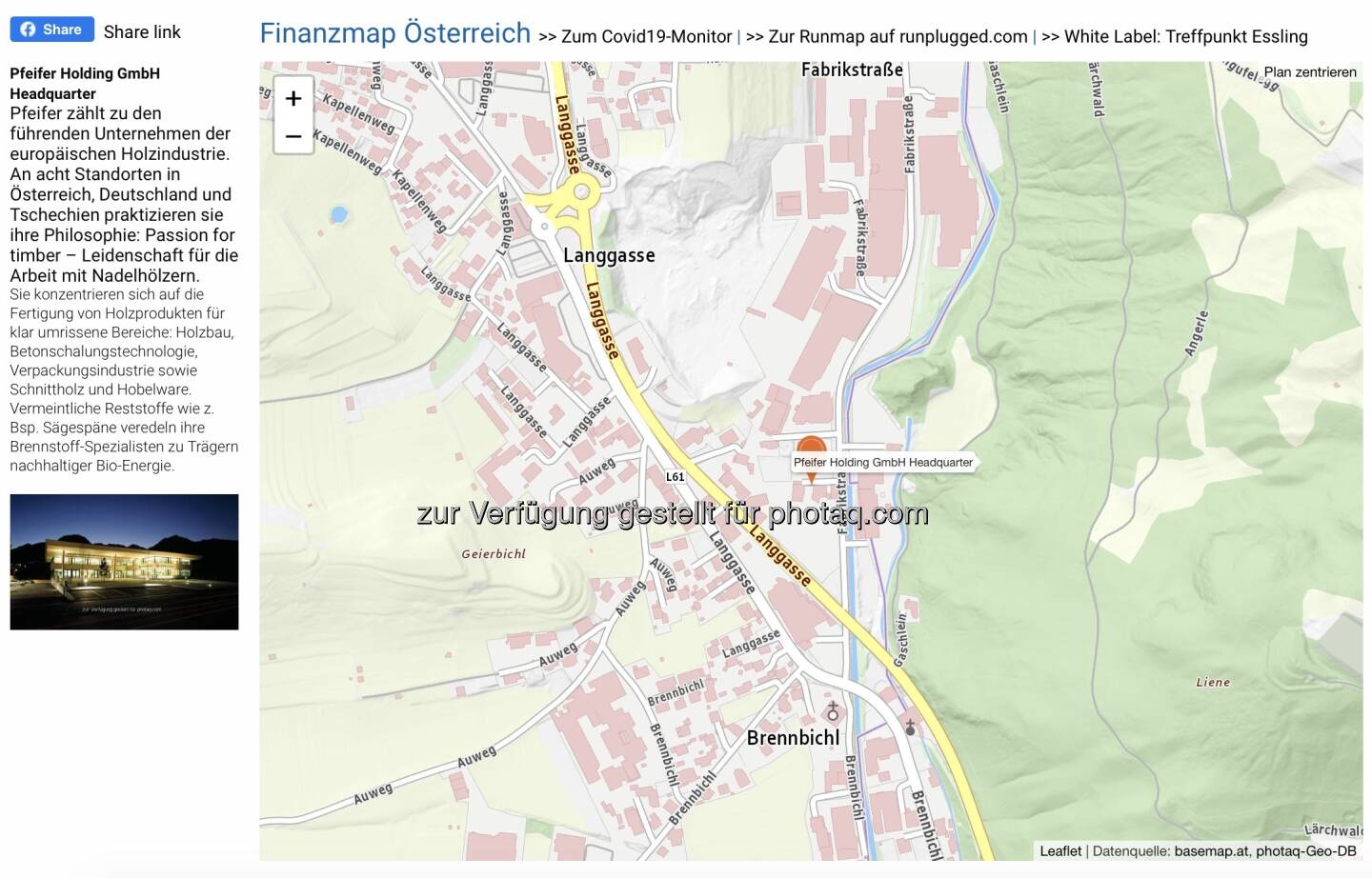 Pfeifer Holding GmbH Headquarter auf http://www.boerse-social.com/finanzmap