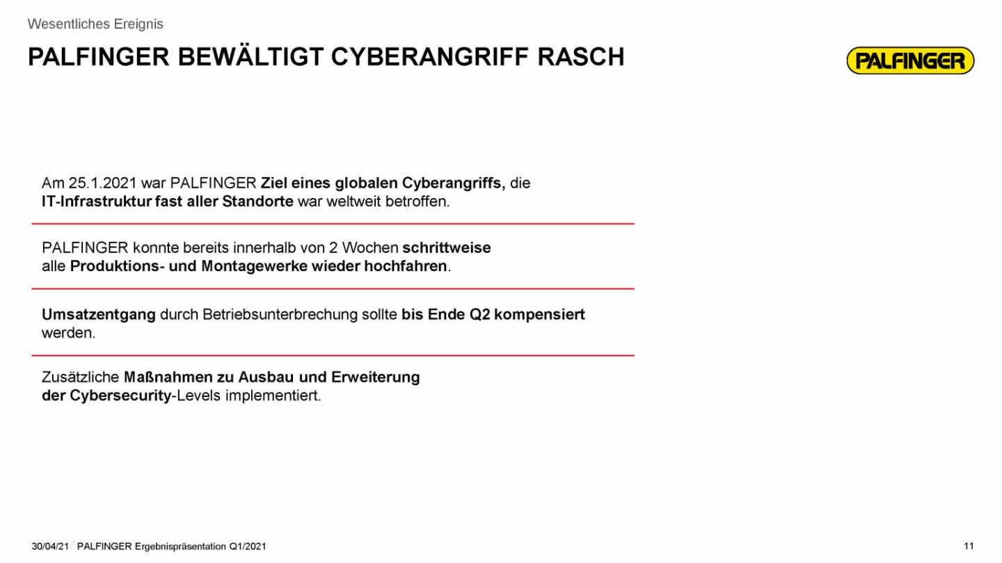 Palfinger - bewältigt Cyberangriff rasch