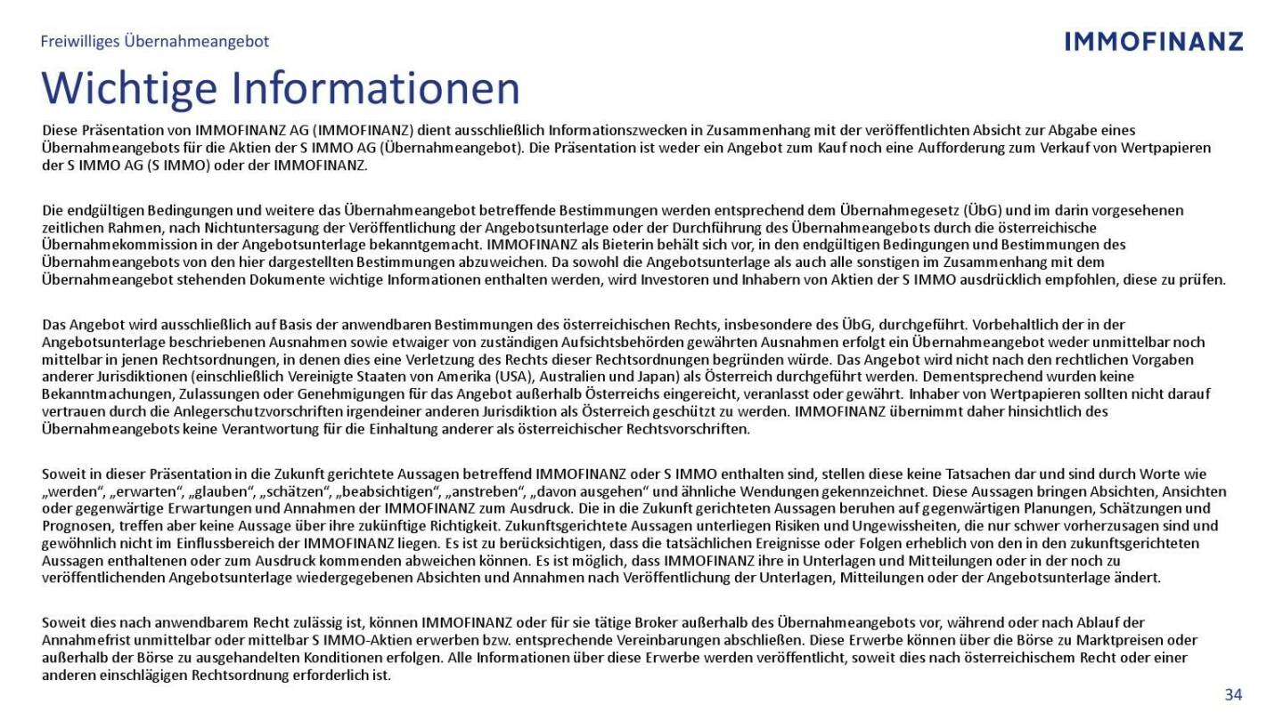 Immofinanz - Wichtige Informationen 