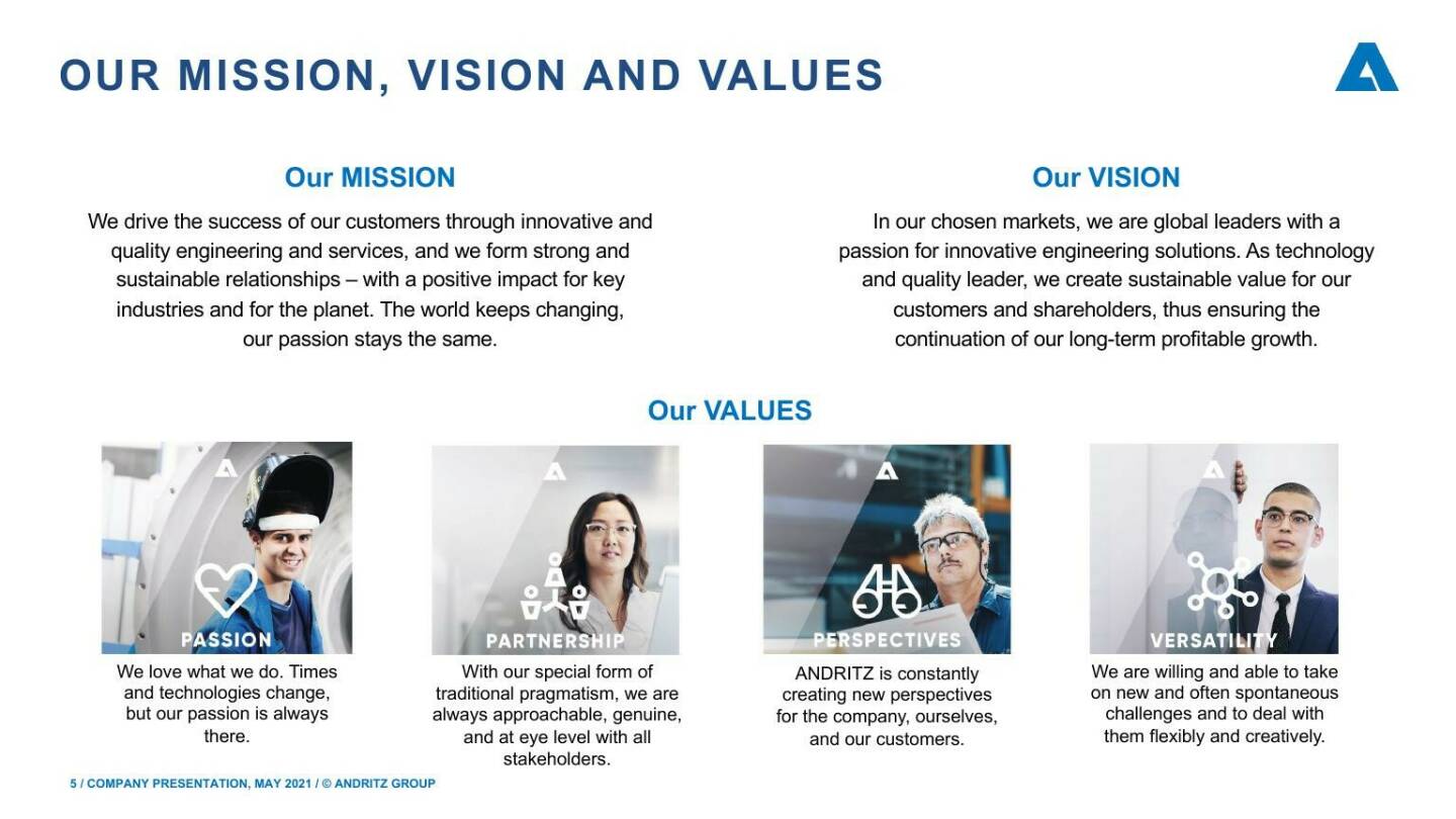 Andritz - Our mission, vision and values 