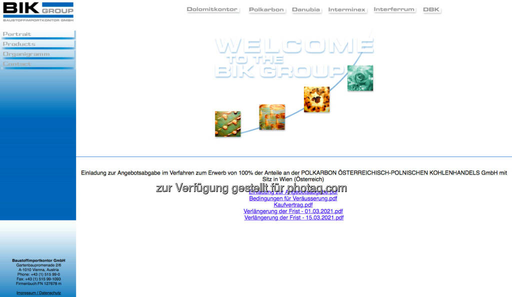 Baustoffimportkontor GmbH (Bild: Screenshot Homepage bik Mai 2021) (16.05.2021) 