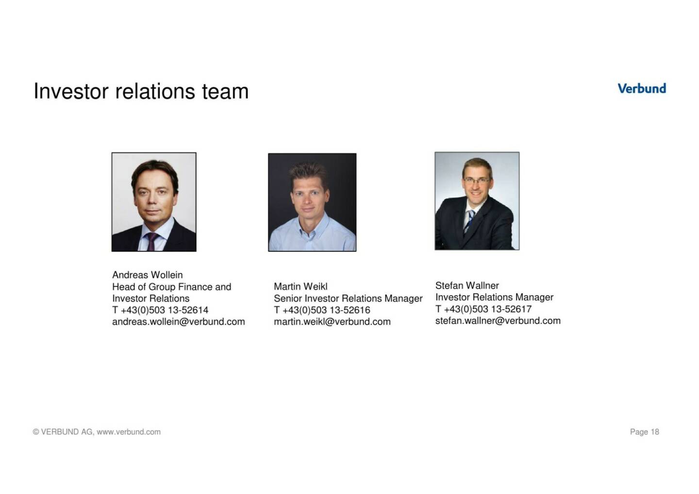 Verbund - Investor relations team 