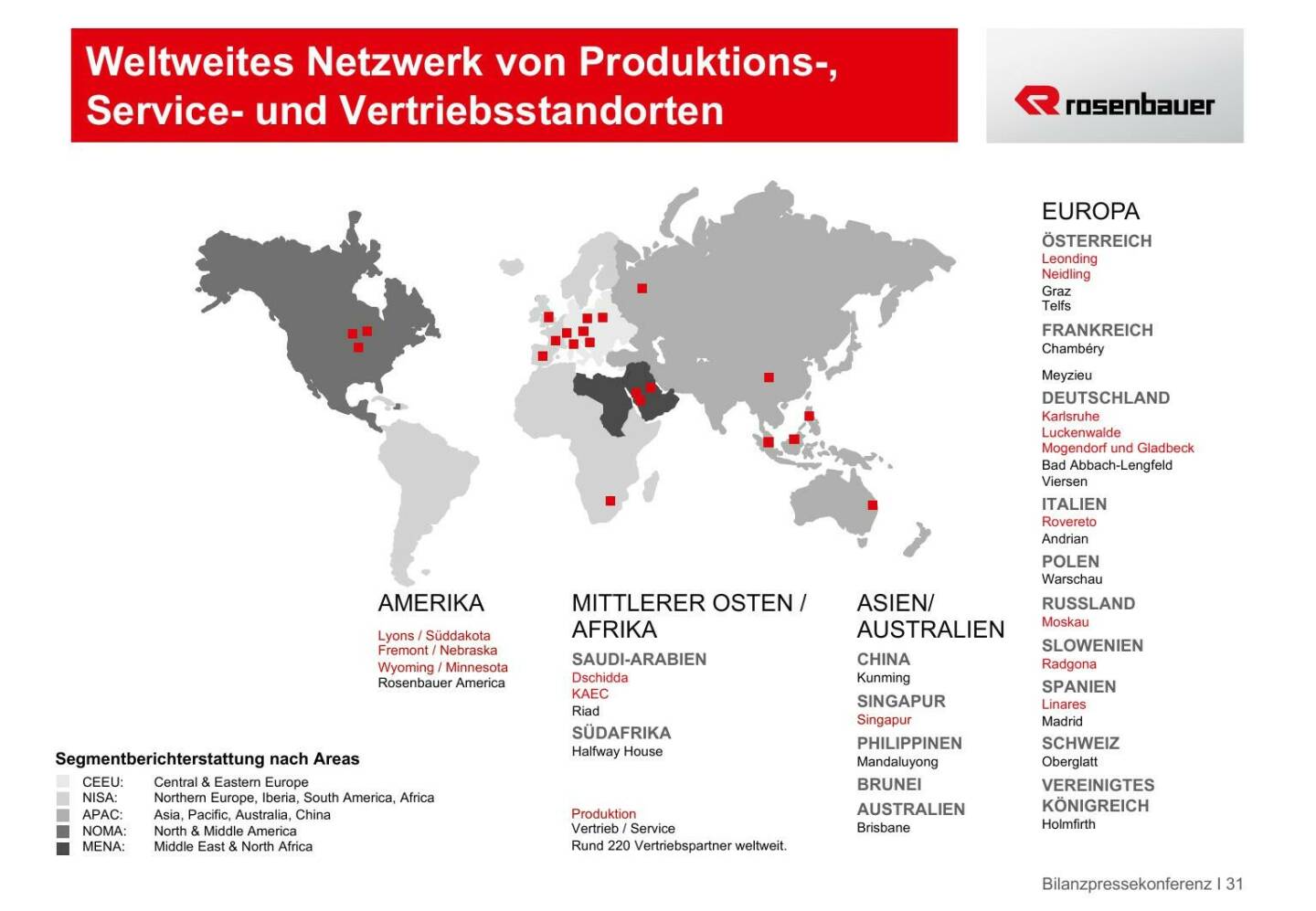 Rosenbauer - Weltweites Netzwerk von Produktions-, Service- und Vertriebsstandorten