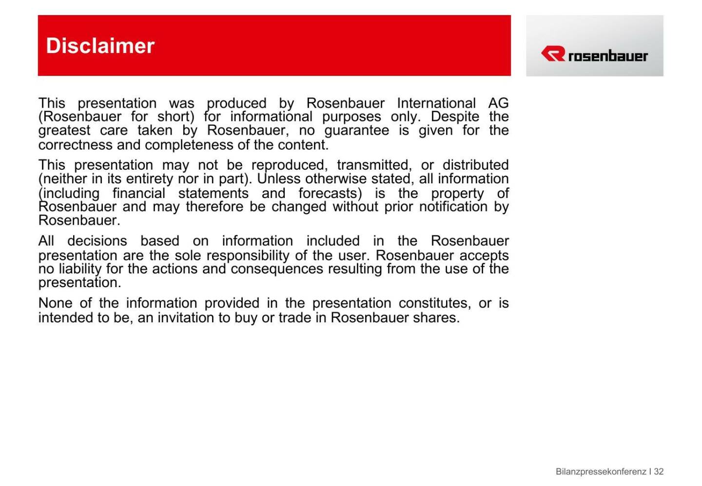 Rosenbauer - Disclaimer 